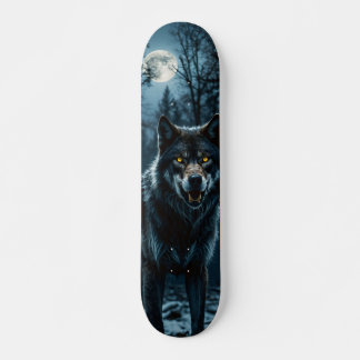 Tabla de Skate Lobo en Bosque Nocturno con Luna Persoonlijk Skateboard