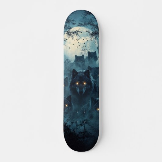 Tabla de Skate Lobos en un Bosque Nocturno Persoonlijk Skateboard (Voorkant)