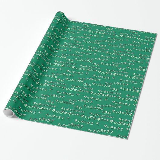 TABLA DEL 9 - 9 TIMES TABLE - GREEN - VERDE CADEAUPAPIER (Uitgerold)