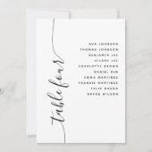 Table 4 Vertical Script Wedding Seating Chart Card Kaart (Voorkant)