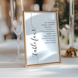 Table 4 Vertical Script Wedding Seating Chart Card Kaart
