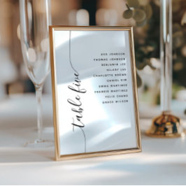 Table 5 Vertical Script Wedding Seating Chart Card Kaart
