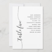 Table 5 Vertical Script Wedding Seating Chart Card Kaart (Voorkant)