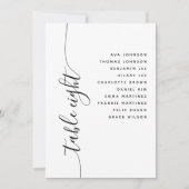 Table 8 Vertical Script Wedding Seating Chart Card Kaart (Voorkant)