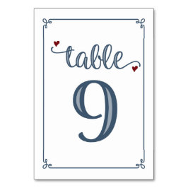 "Table 9" Stoffig Blauw & Donkerrood Kaart