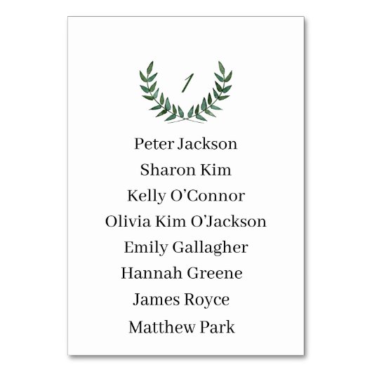 Table Card Kaart (Voorkant)