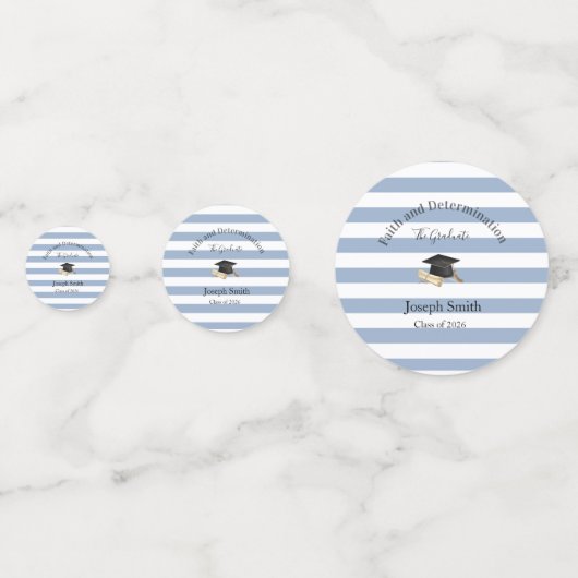 Table Confetti Blue Stripe Graduation Class 2026 (Voorkanten)