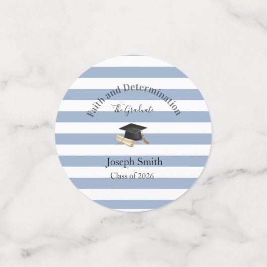 Table Confetti Blue Stripe Graduation Class 2026 (Kleine voorkant)