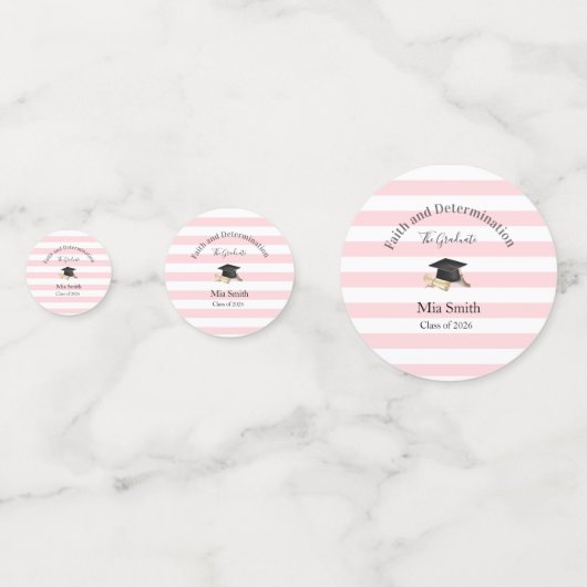 Table Confetti Pink Stripe Graduation Class 2026 (Achterkanten)
