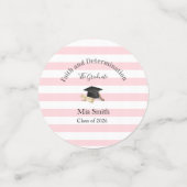 Table Confetti Pink Stripe Graduation Class 2026 (Kleine voorkant)