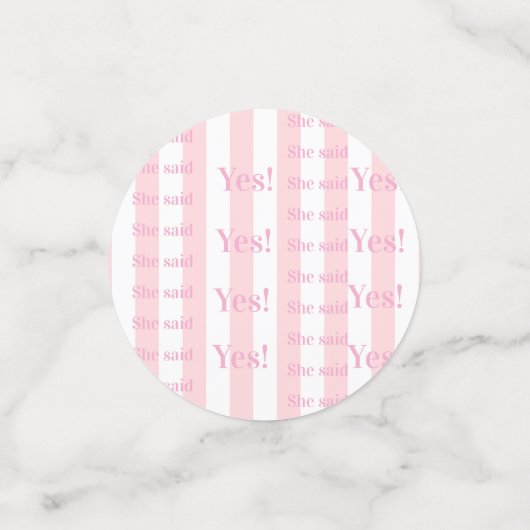 Table Confetti Pink & White Stripe She said Yes! (Kleine voorkant)