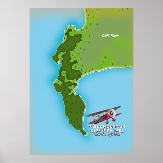 Table Mountain National Park Zuid-Afrika kaart Poster (Voorkant)
