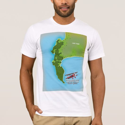 Table Mountain National Park Zuid-Afrika kaart T-shirt (Voorkant)