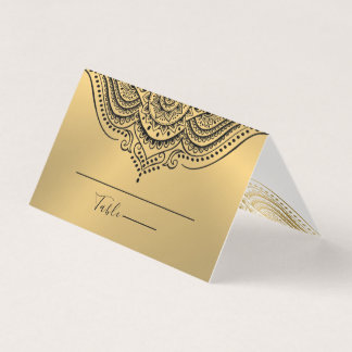 Table No. Place Card Ornate Gold Mandala Visitekaartje