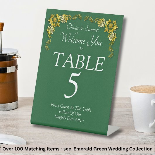 Table Number, Acrylic Pedestal Sign Emerald Green  Reclamebord Met Voetstuk