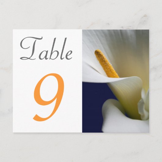 Table Number Card Calla Lily Briefkaart (Voorkant)