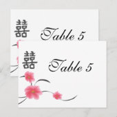 Table Number Card Cherry Blossom Double Happiness Briefkaart (Voorkant / Achterkant)