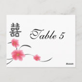 Table Number Card Cherry Blossom Double Happiness Briefkaart (Achterkant)