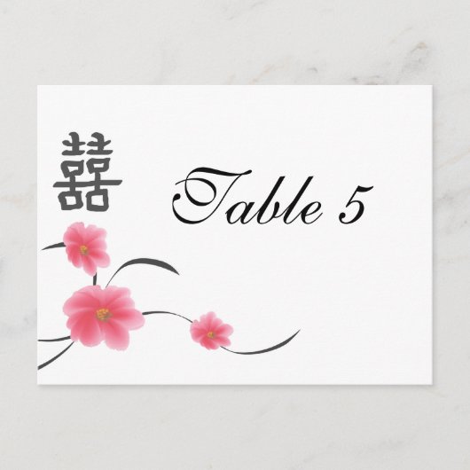 Table Number Card Cherry Blossom Double Happiness Briefkaart (Voorkant)