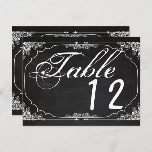 Table Number Card Modern Chalkboard  Victor Briefkaart (Voorkant / Achterkant)