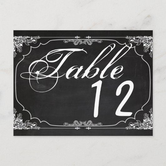 Table Number Card Modern Chalkboard  Victor Briefkaart (Voorkant)