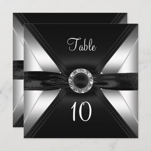 Table Number Diamond Black White Silver Kaart (Voorkant / Achterkant)