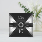 Table Number Diamond Black White Silver Kaart (Staand voorkant)