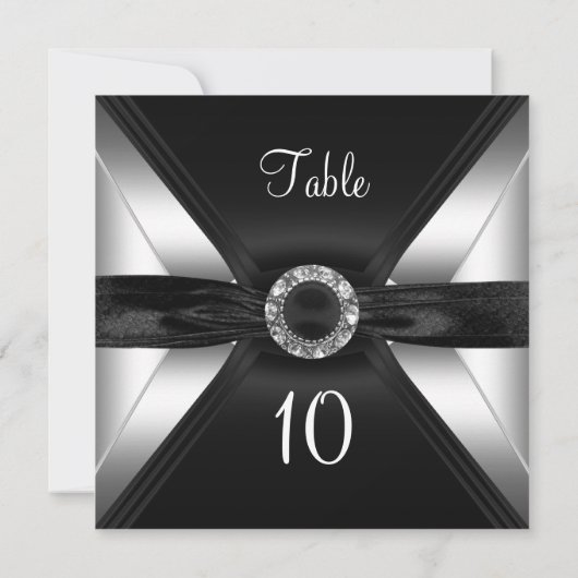 Table Number Diamond Black White Silver Kaart (Achterkant)