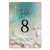 Table Number | Ethereal Shoreline Teal Ocean Kaart (Achterkant)