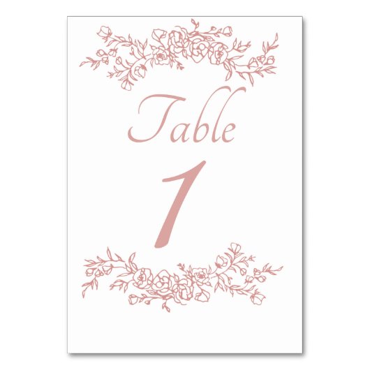 Table Number Simple Minimalist  Kaart (Voorkant)