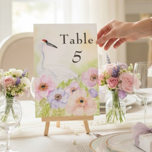 Table Number Whooping Crane Anemones Kaart