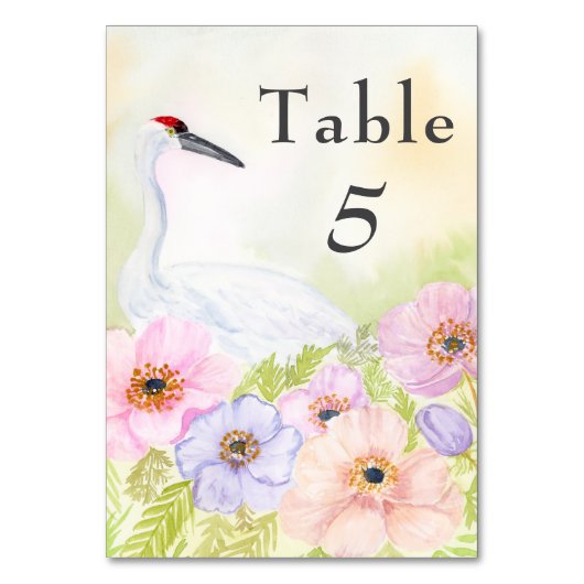 Table Number Whooping Crane Anemones Kaart (Achterkant)