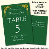 Table Number - with Welcome Message  Emerald Green Kaart