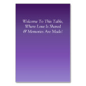 Table Number - with Welcome Message  Purple Mauve  Kaart (Achterkant)