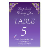 Table Number - with Welcome Message  Purple Mauve  Kaart (Voorkant)