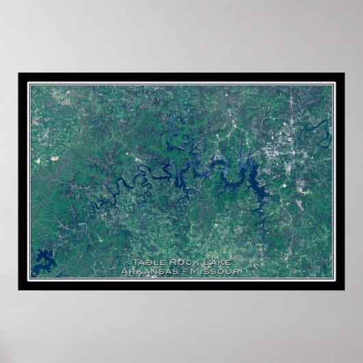 Table Rock Lake Arkansas - Missouri Satellite Map Poster (Voorkant)