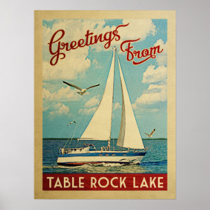 Table Rock Lake Sailboat Vintage Travel Missouri Poster