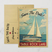 Table Rock Lake Save the Date Sailboat Nautical Aankondigingskaart (Voorkant / Achterkant)