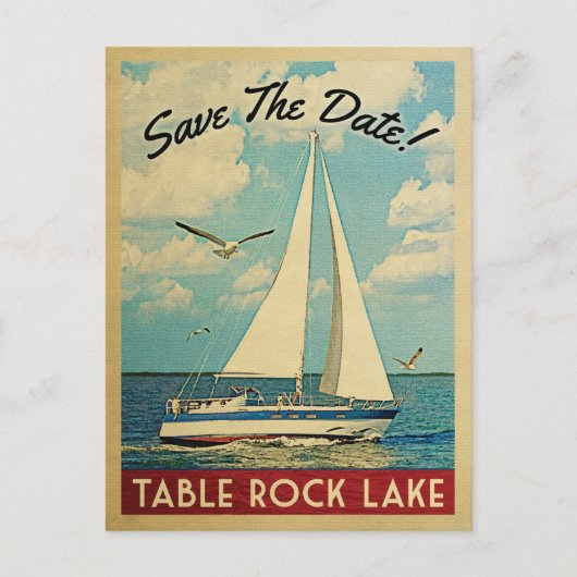 Table Rock Lake Save the Date Sailboat Nautical Aankondigingskaart (Voorkant)