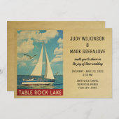 Table Rock Lake Wedding Invitation Sailboat Kaart (Voorkant / Achterkant)