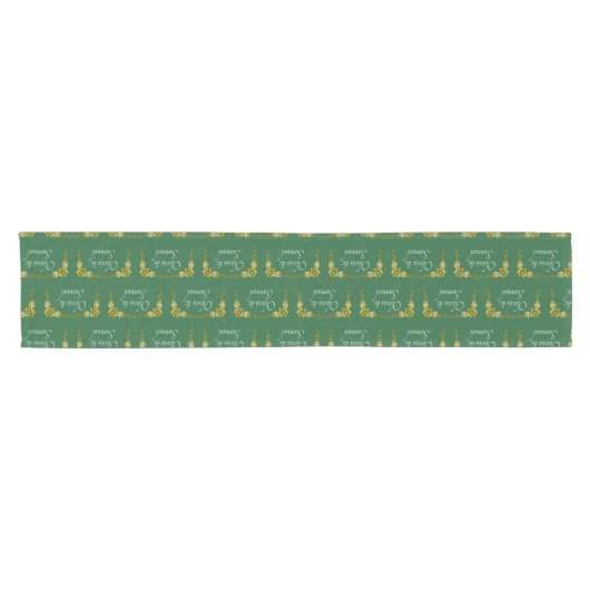 Table Runner Add Names Emerald Green & Gold Korte Tafelloper (Horizontaal)