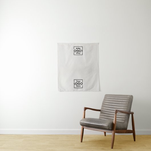 Table Runner Banner Business 2 Logos Faux Linen Wandkleed (In situ)