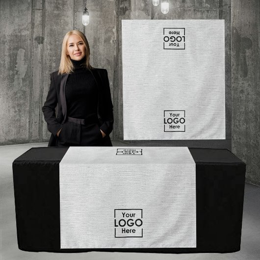 Table Runner Banner Business 2 Logos Faux Linen Wandkleed