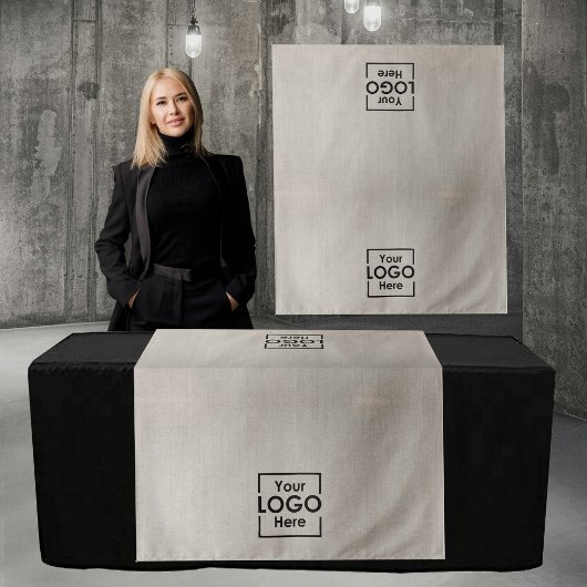 Table Runner Banner Business 2 Logos Faux Linen Wandkleed