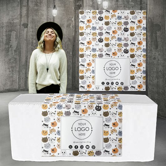 Table Runner Banner Business Logo Social Media Cat Wandkleed