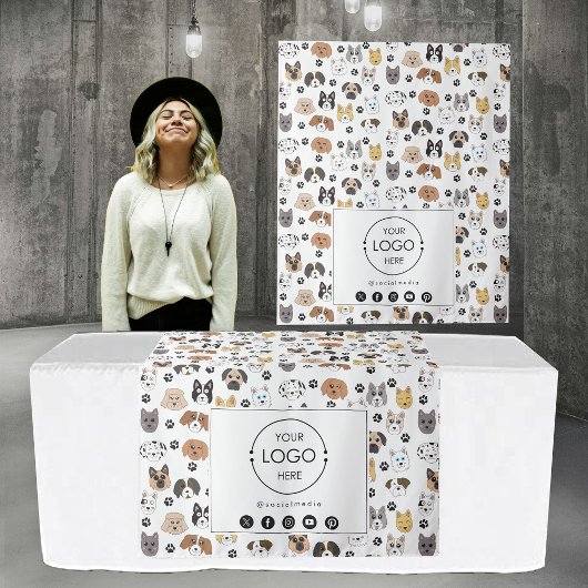 Table Runner Banner Business Logo Social Media Dog Wandkleed