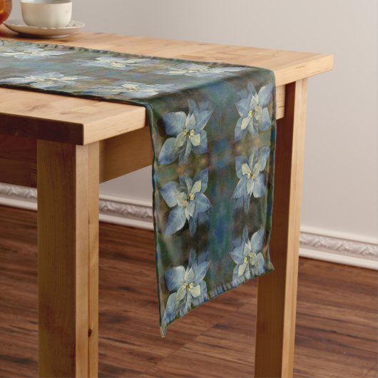 Table Runner Blauwe Poinsettia Lange Tafelloper (Voorbeeld)