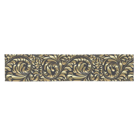 Table Runner - Drama in Black en Gold Korte Tafelloper (Horizontaal)