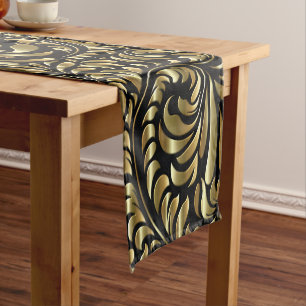 Table Runner - Drama in Black en Gold Korte Tafelloper
