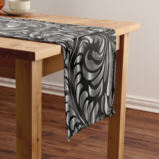 Table Runner - Drama in Black en Silver Korte Tafelloper (Voorbeeld)